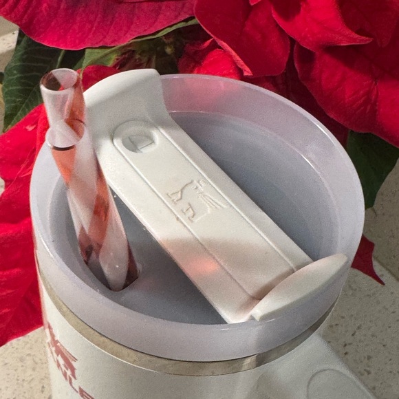 Stanley 40oz 2025 Christmas Limited Ed White Tumbler w candy cane Straw - USED - Picture 6 of 14